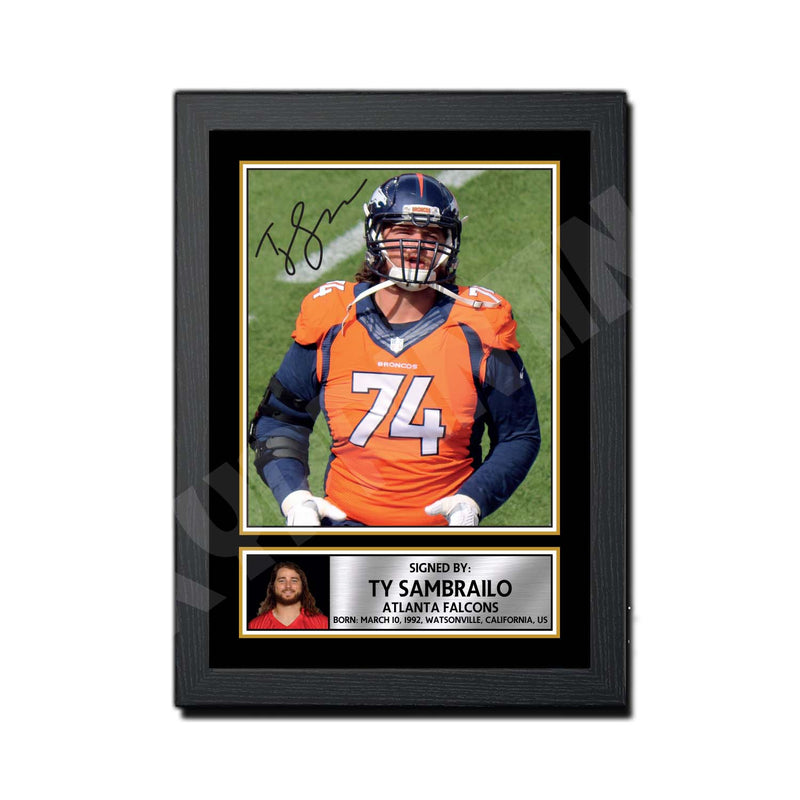Ty Sambrailo 2 Limited Edition Football Signed Print - American Footballer