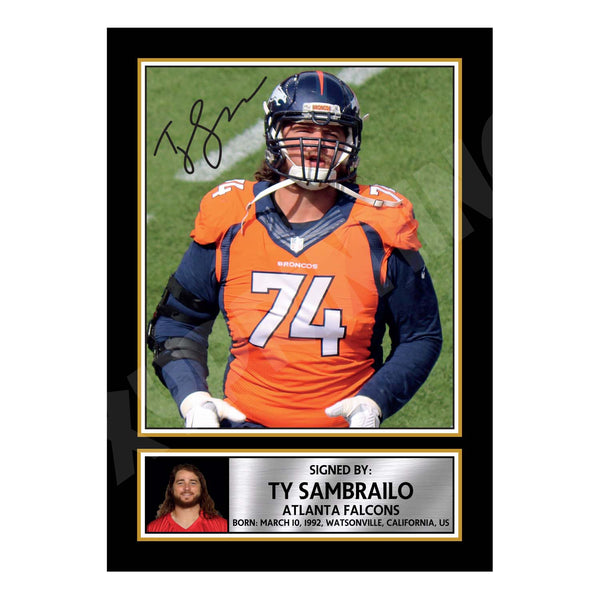 Ty Sambrailo 2 American Football Printed Signature Print