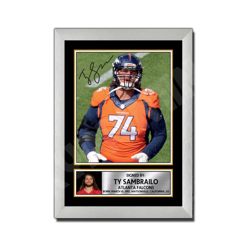 Ty Sambrailo 2 Limited Edition Football Signed Print - American Footballer
