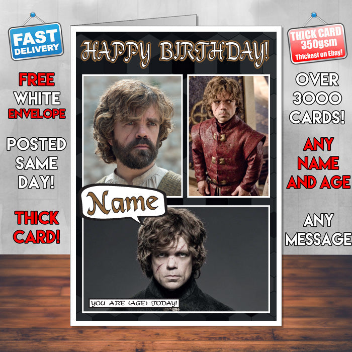 Tyrion Lannister Personalised INSPIRED STYLE Game Of Thrones Birthday Card New 2017