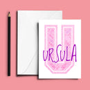 Personalised Name Word Art Poster Print Pink Letter U