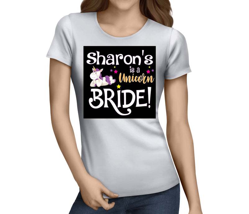 Unicorn Bride White Hen T-Shirt - Any Name - Party Tee