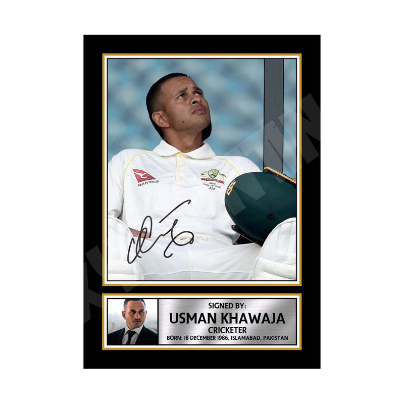 USMAN KHAWAJA Limited Edition Cricketer Signed Print - Cricket Player