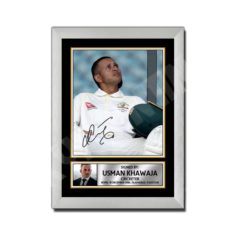 USMAN KHAWAJA Limited Edition Cricketer Signed Print - Cricket Player