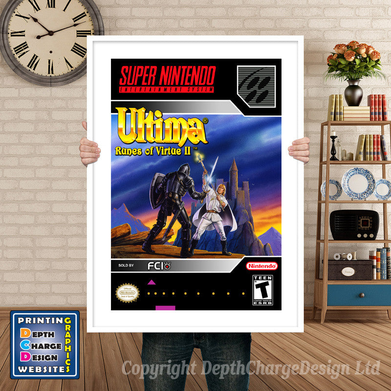 Ultima Runes Of Virtue II Super Nintendo GAME INSPIRED THEME Retro Gaming Poster A4 A3 A2 Or A1