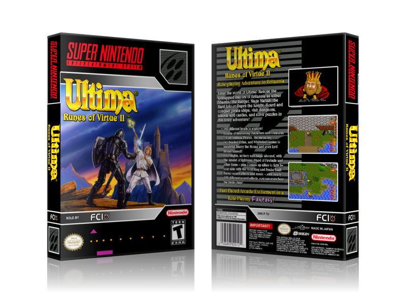 Ultima Runes Of Virtue II Replacement Nintendo SNES Game Case Or Cover