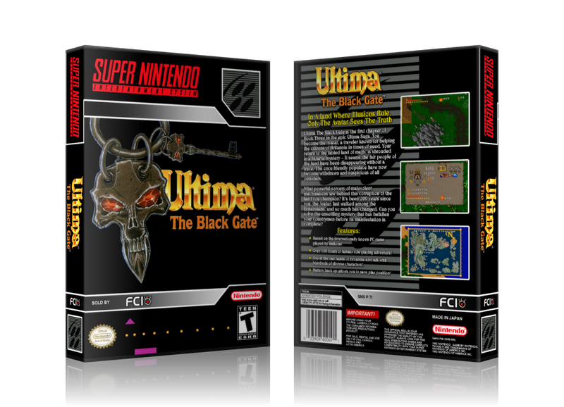 Ultima The Black Gate Replacement Nintendo SNES Game Case Or Cover
