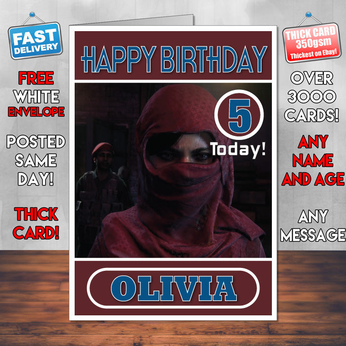 Personalised Uncharted The Lost Legacy 2 Inspired Style Game Kids Inspired Birthday Card (SA)