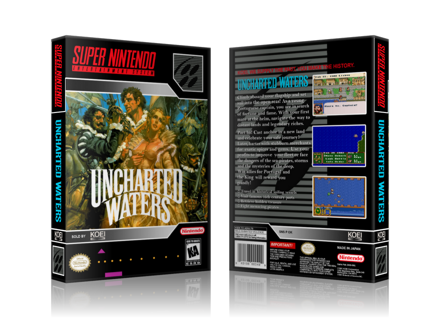 Uncharted Waters Replacement Nintendo SNES Game Case Or Cover – SNES Replacement Game case product image 1