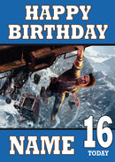 Uncharted 4 Design 1 THEME INSPIRED Kids Adult Personalised Birthday Card Birthday Card