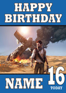 Uncharted 4 Design 2 THEME INSPIRED Kids Adult Personalised Birthday Card Birthday Card