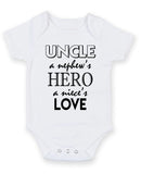 Uncle Hero Love Personalised Baby Boy Girl Unisex Short Sleeve Bodysuit