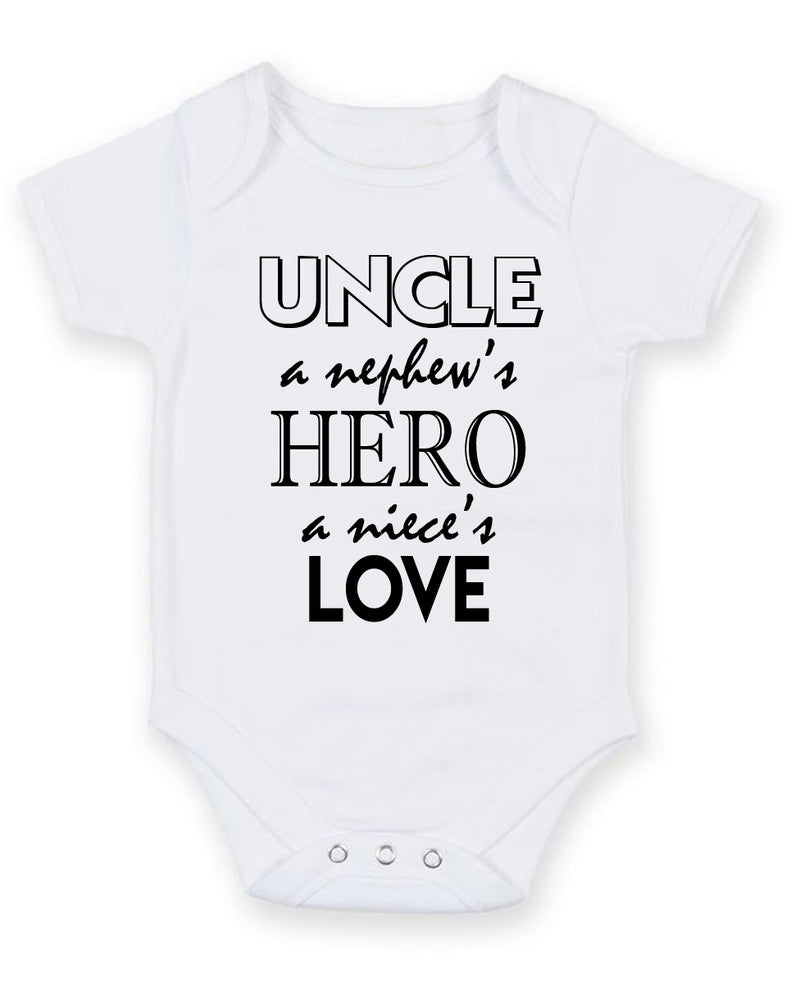 Uncle Hero Love Personalised Baby Boy Girl Unisex Short Sleeve Bodysuit