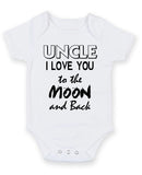 Uncle I Love You To The Moon Personalised Baby Boy Girl Unisex Short Sleeve Bodysuit
