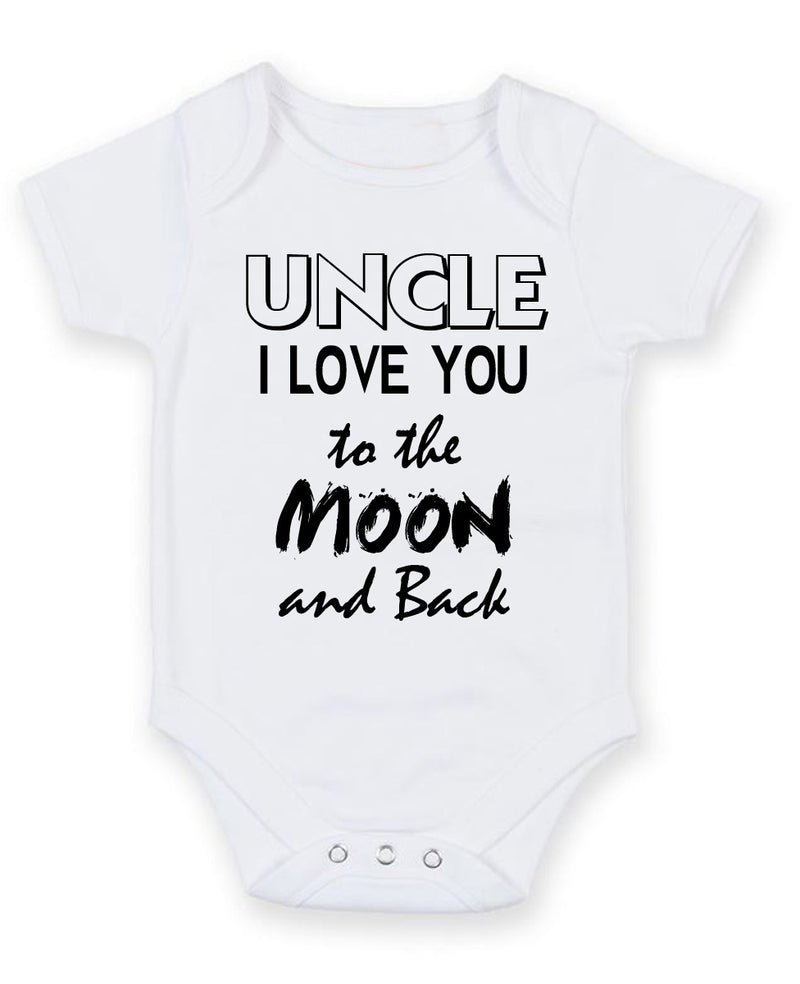 Uncle I Love You To The Moon Personalised Baby Boy Girl Unisex Short Sleeve Bodysuit