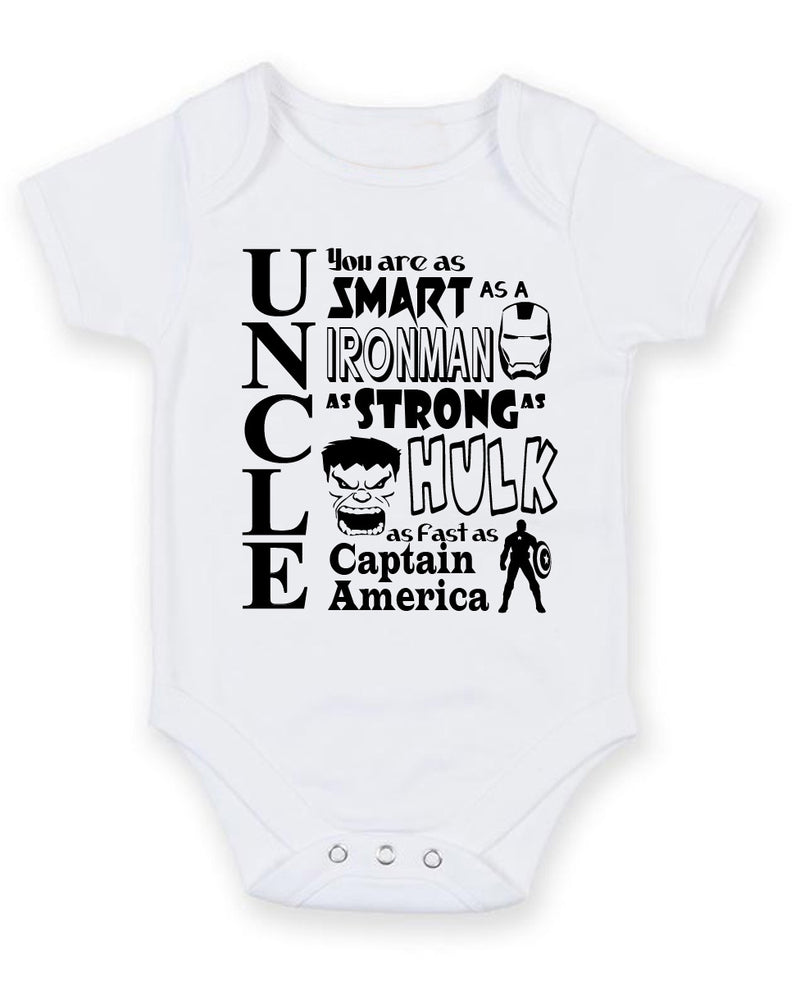 Uncle Youre As Smart As Ironman Personalised Baby Boy Girl Unisex Short Sleeve Bodysuit