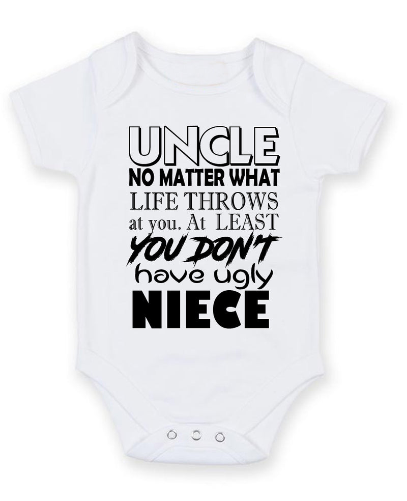Uncle No Mater What Live Throws NEICE Personalised Baby Boy Girl Unisex Short Sleeve Bodysuit