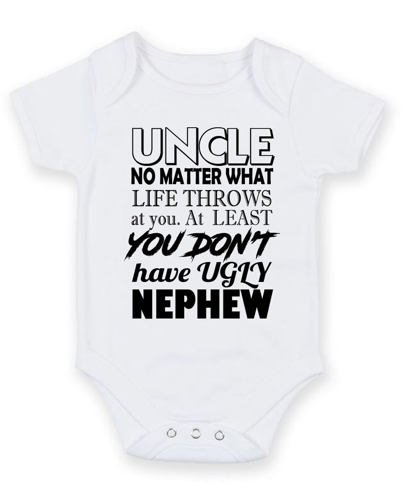 Uncle No Mater What Live Throws NEPHEW Personalised Baby Boy Girl Unisex Short Sleeve Bodysuit