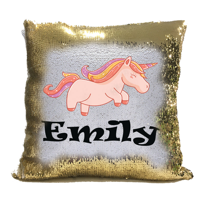 Unicorn 1 BM Personalised Gold Magic Cushion including cushion insert