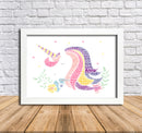 Personalised Unicorn 1 B Word Art Poster Print