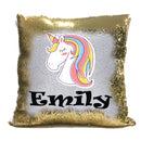 Unicorn 2 BM Personalised Gold Magic Cushion including cushion insert