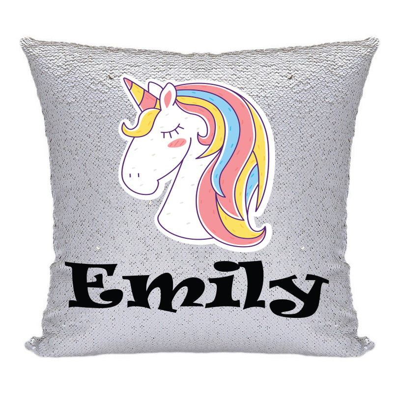 Unicorn 2 BM Personalised Gold Magic Cushion including cushion insert