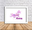 Personalised Unicorn 2 B Word Art Poster Print