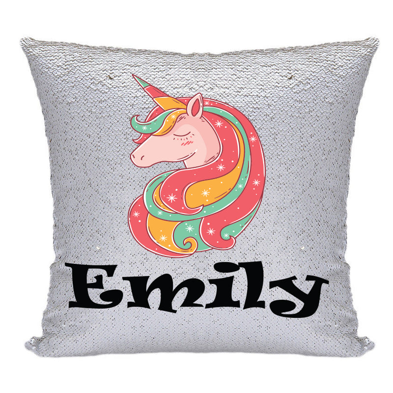 Unicorn 3 BM Personalised Gold Magic Cushion including cushion insert