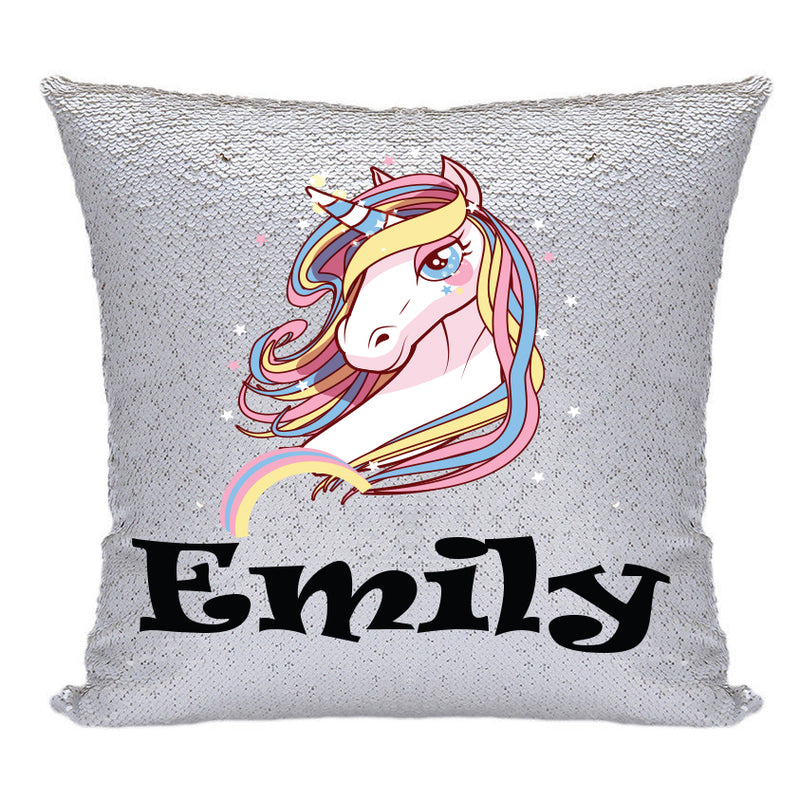 Unicorn 5 BM Personalised Gold Magic Cushion including cushion insert