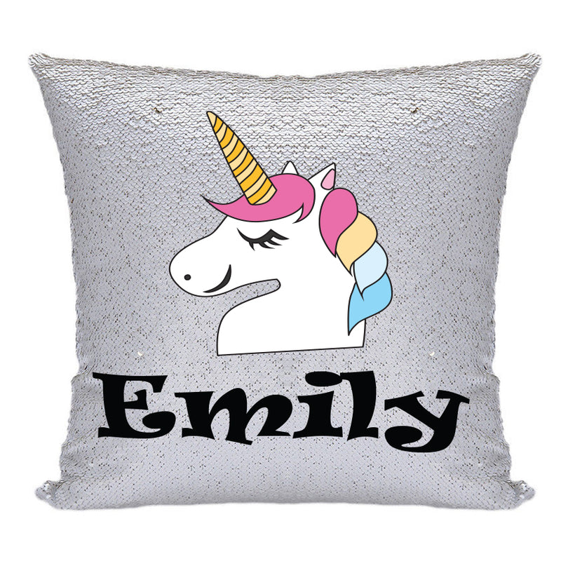 Unicorn 7 BM Personalised Gold Magic Cushion including cushion insert