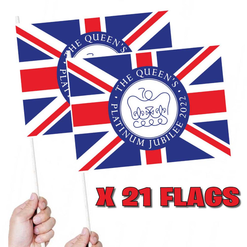 The Queen's Platinum Jubilee Union Jack Handwaving Flags X21