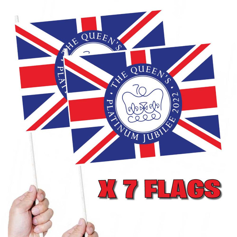 The Queen's Platinum Jubilee Union Jack Handwaving Flags X7