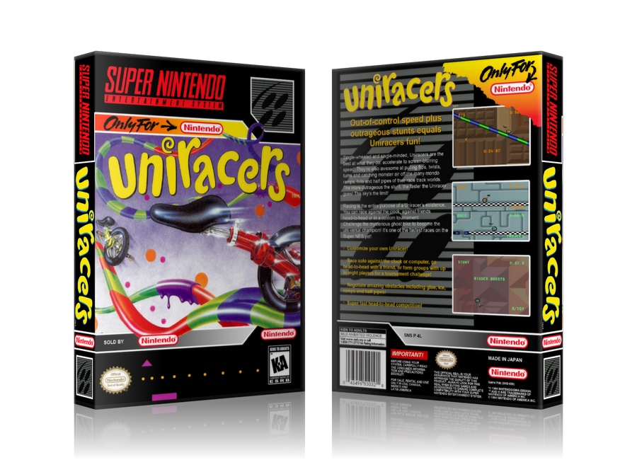 Uniracers Replacement Nintendo SNES Game Case Or Cover – SNES Replacement Game case product image 1