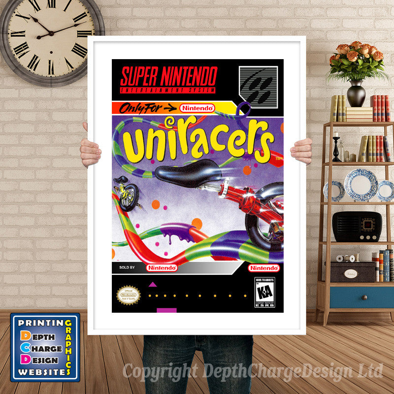 Uniracers Super Nintendo GAME INSPIRED THEME Retro Gaming Poster A4 A3 A2 Or A1