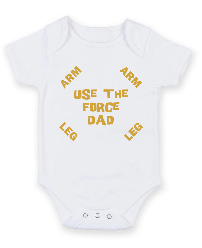 Use The Force Dad Personalised Baby Boy Girl Unisex Short Sleeve Bodysuit