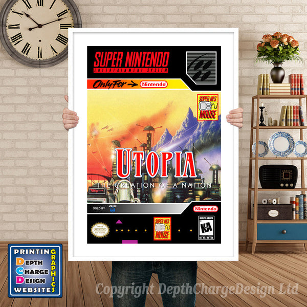 Utopia Creation of a Nation Super Nintendo Game Inspired Theme Retro Gaming