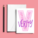 Personalised Name Word Art Poster Print Pink Letter V