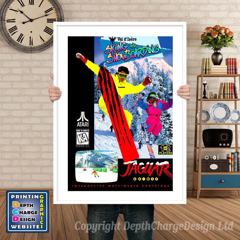 VAL DE SIR SKIING AND SNOWBOARDING JAGUAR CD GAME INSPIRED THEME Retro Gaming Poster A4 A3 A2 Or A1