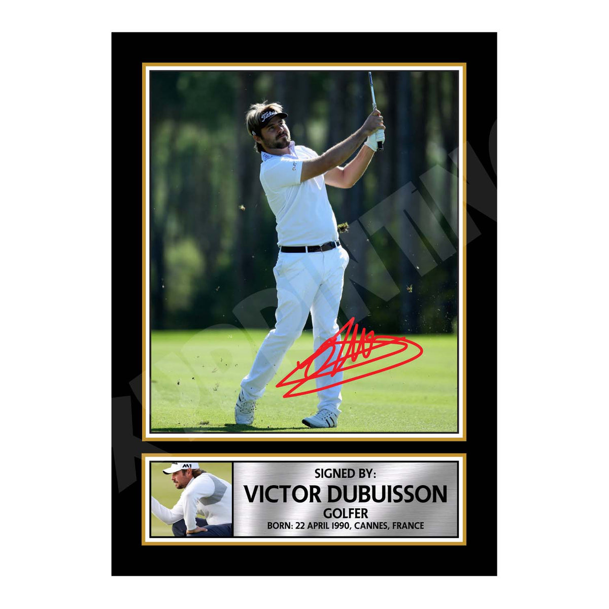 VICTOR DUBUISSON Golfer Printed Signature Print – Victor Dubuisson Golfer Printed Signature Print – A1 Print Only
