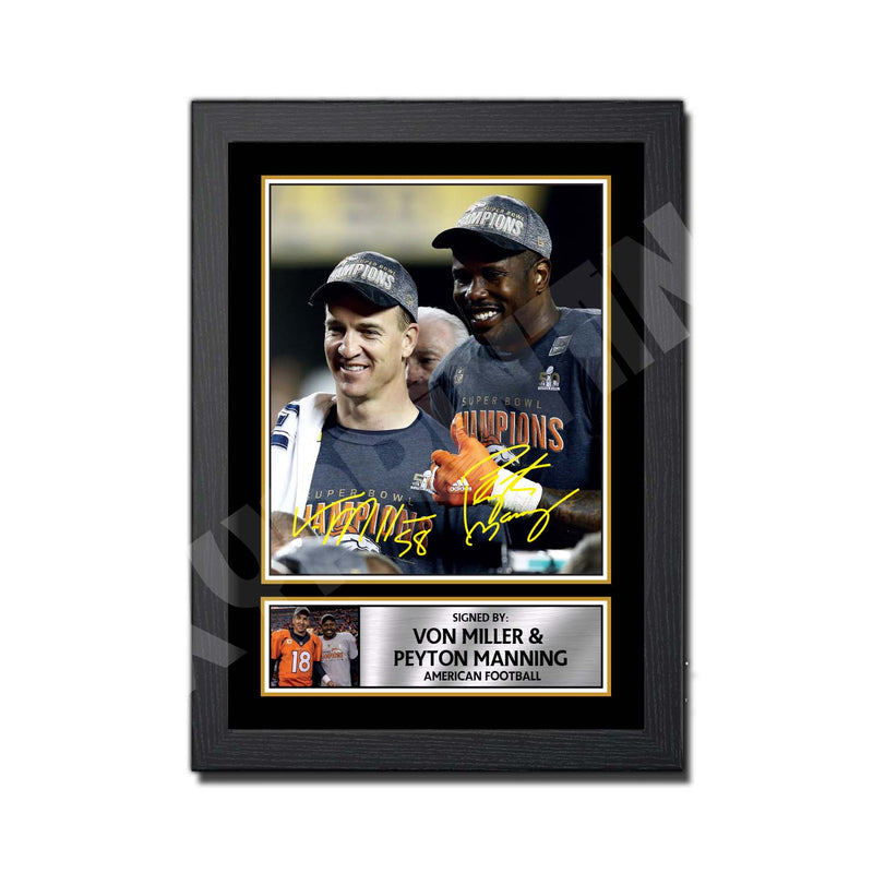 VON MILLER PEYTON MANNING 2 Limited Edition Football Signed Print - American Footballer