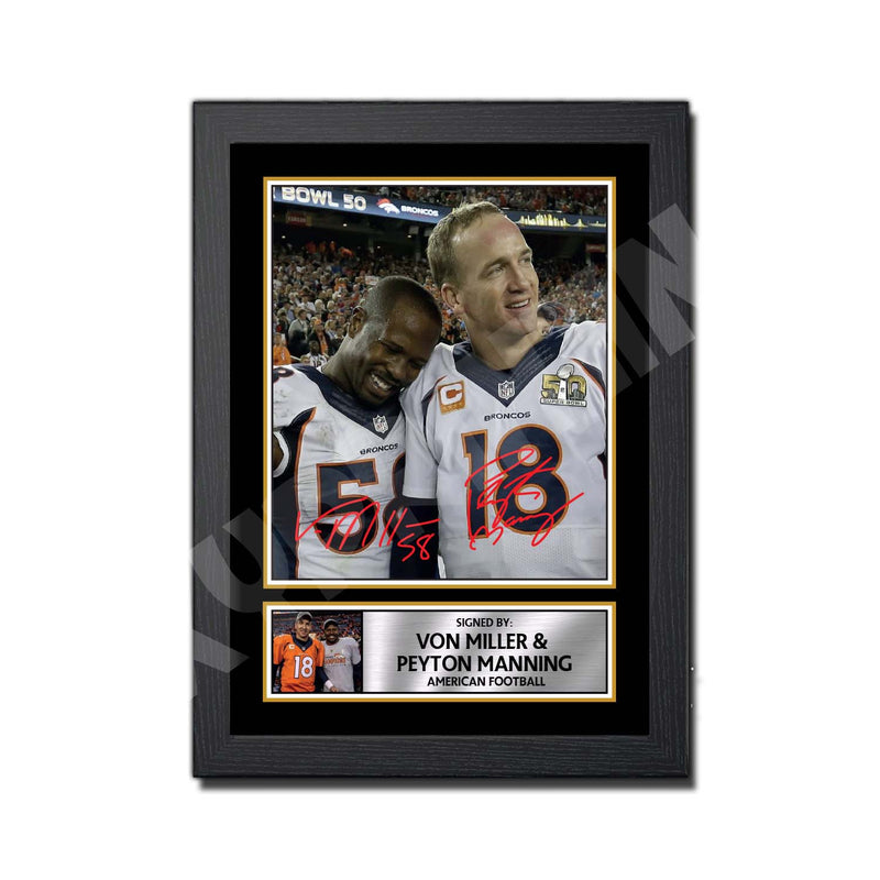 VON MILLER PEYTON MANNING (1) Limited Edition Football Signed Print - American Footballer