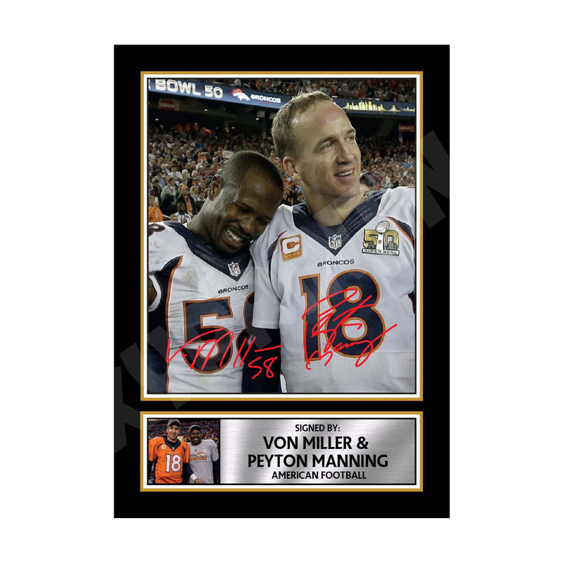 VON MILLER PEYTON MANNING (1) Limited Edition Football Signed Print - American Footballer