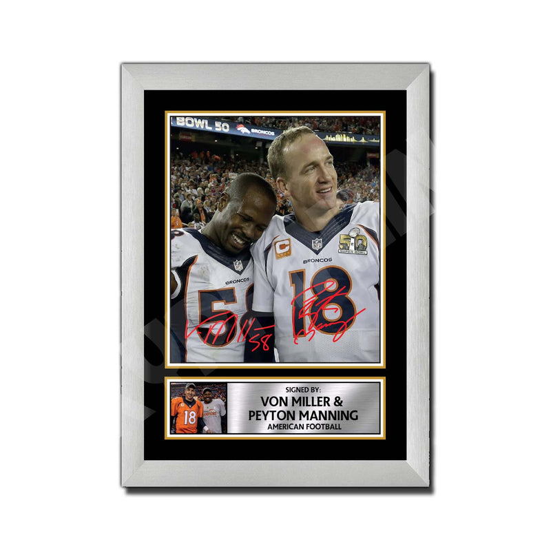 VON MILLER PEYTON MANNING (1) Limited Edition Football Signed Print - American Footballer