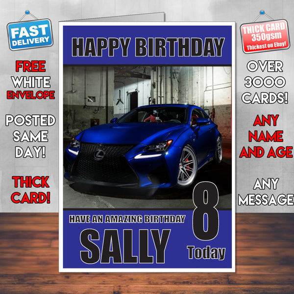 VOSSEN BLUE LEXUS Personalised THEME INSPIRED Style PERSONALISED Kids Adult FUNNY Birthday Card