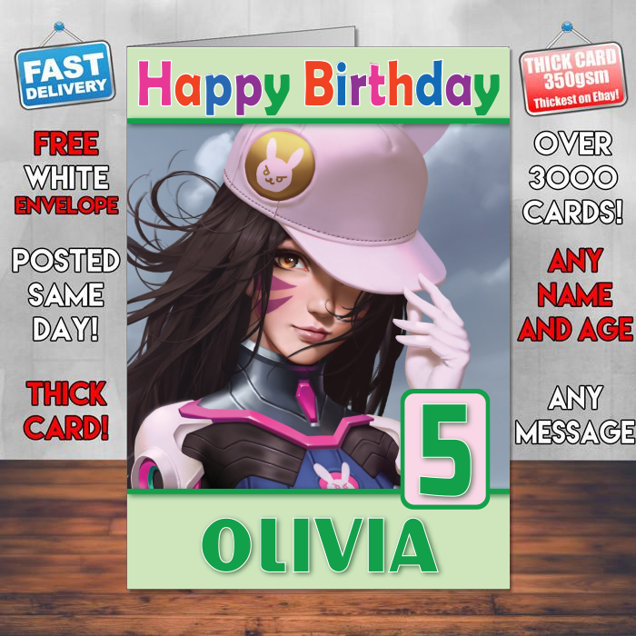 Personalised Va Overwatch Fant Art Inspired Style Game Kids Inspired Birthday Card (SA)
