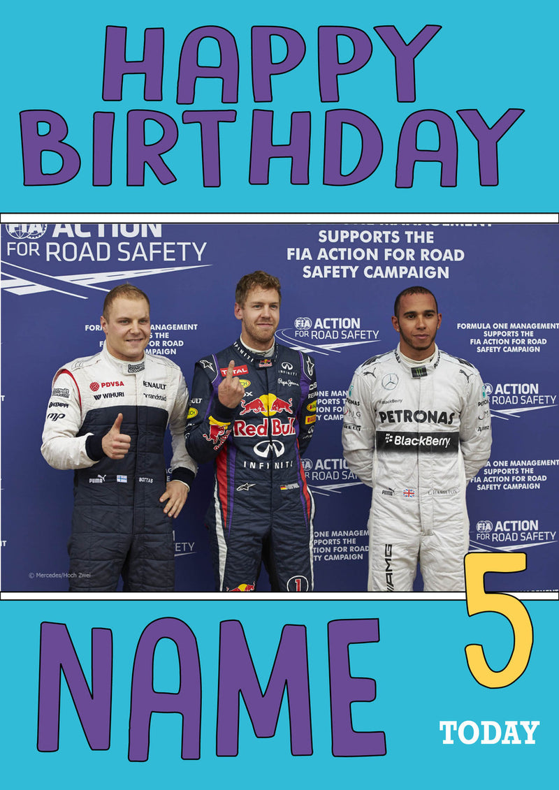 Personalised Valtteri Bottas F1 THEME INSPIRED PERSONALISED Kids Adult Birthday Card 4