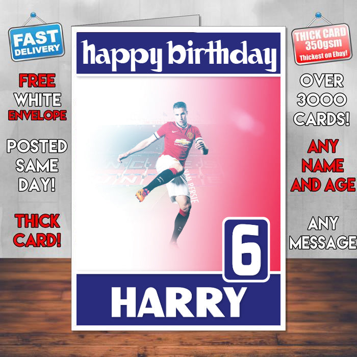 Van Persie Theme Inspired Kids Inspired Adult Personalised Sports Birthday Card (SA)