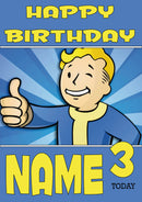 Retro Gaming Vault Boy THEME INSPIRED Kids Adult Personalised Birthday Card
