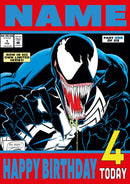 Venom Comic THEME INSPIRED Style PERSONALISED Kids Adult FUNNY Birthday Card