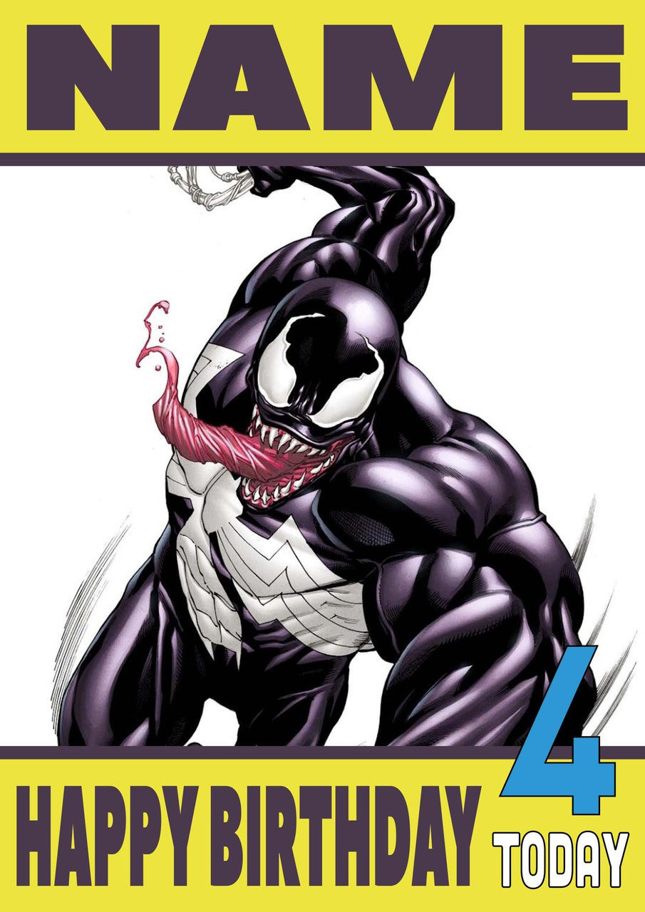 Venom THEME INSPIRED Style PERSONALISED Kids Adult FUNNY Birthday Card – Venom Theme Personalised Kids Adult Funny Birthday Card
